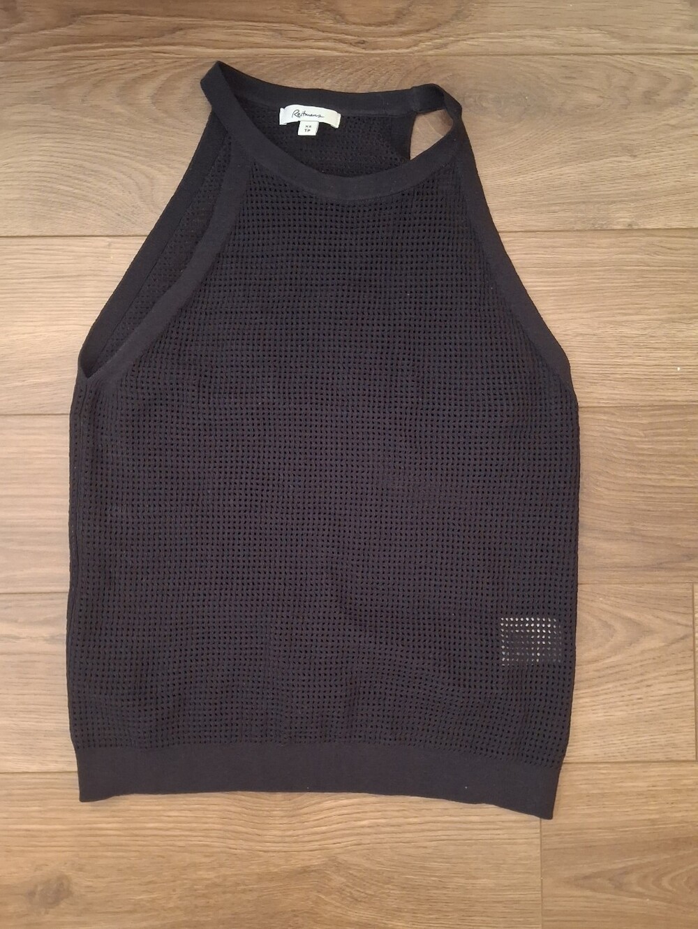 Reitmans Black Mesh Crewneck Sweater Tank